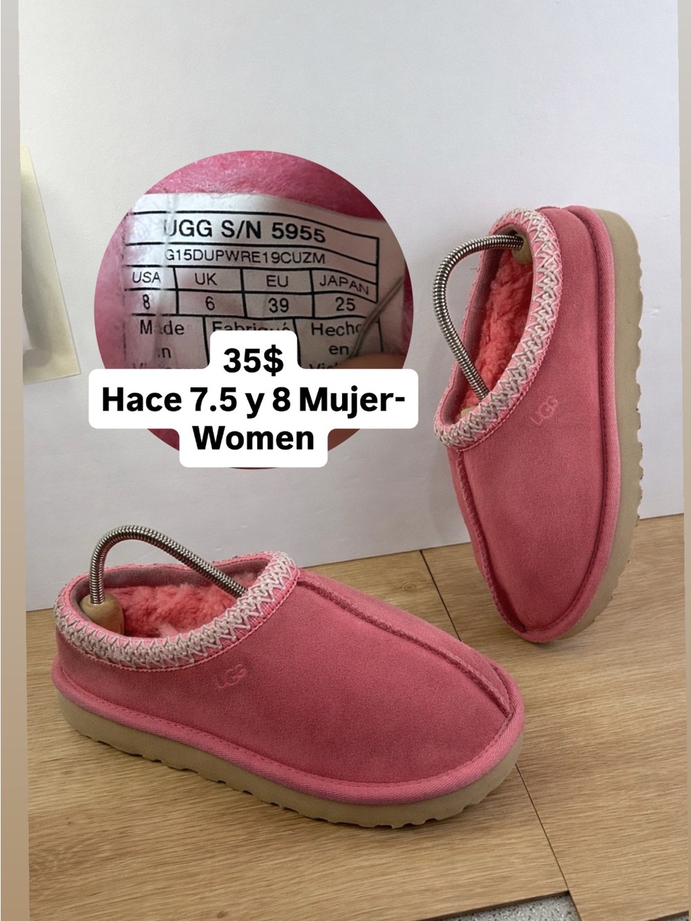 UGG Women’s Pink Suede Plush-Lined Slip-On Slippers